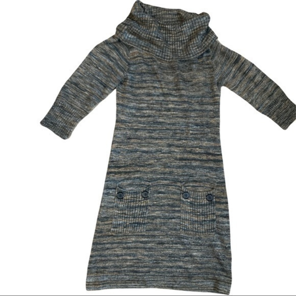 AB Studio size medium sweater dress, cowl neck, 3/4 sleeves with front pockets